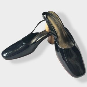 Rachel Comey Black Patent Leather Slingback Heels Pumps
